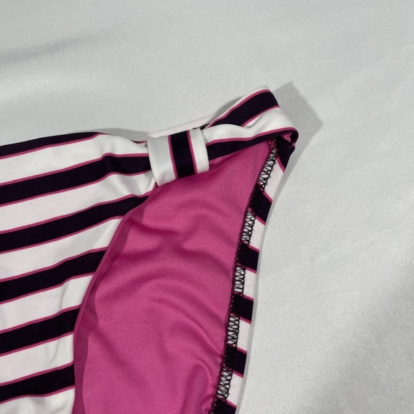 NEW‎ BECCA [ Small ] Knot Hipster Bikini Bottom in White/Pink Stripe - Picture 4 of 8